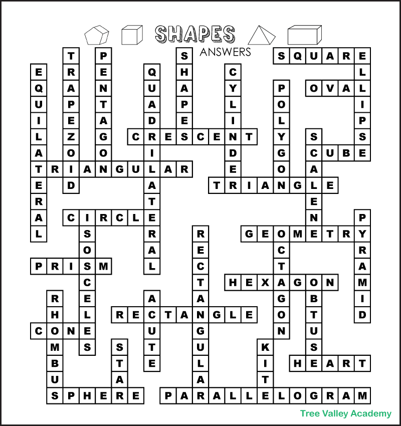 answer key for a geometric shape vocabulary word puzzle