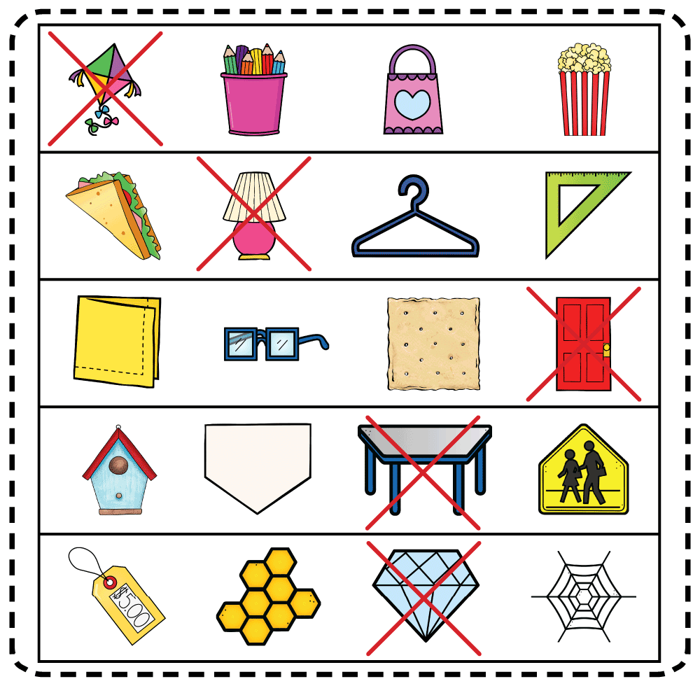 Answer key for a 3rd grade geometry worksheet showing which object does not belong in each group based on shape.