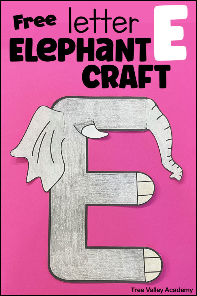 free printable uppercase letter E elephant craft for preschoolers
