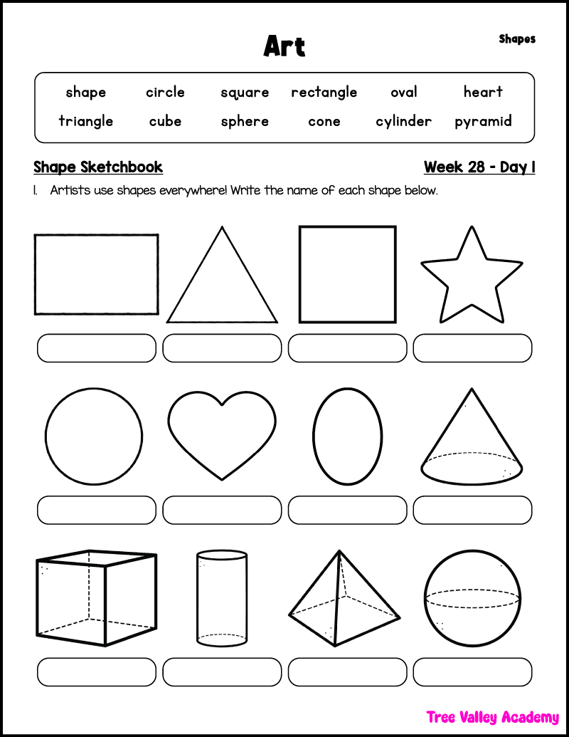 3rd Grade Shapes Spelling Worksheets - Tree Valley Academy